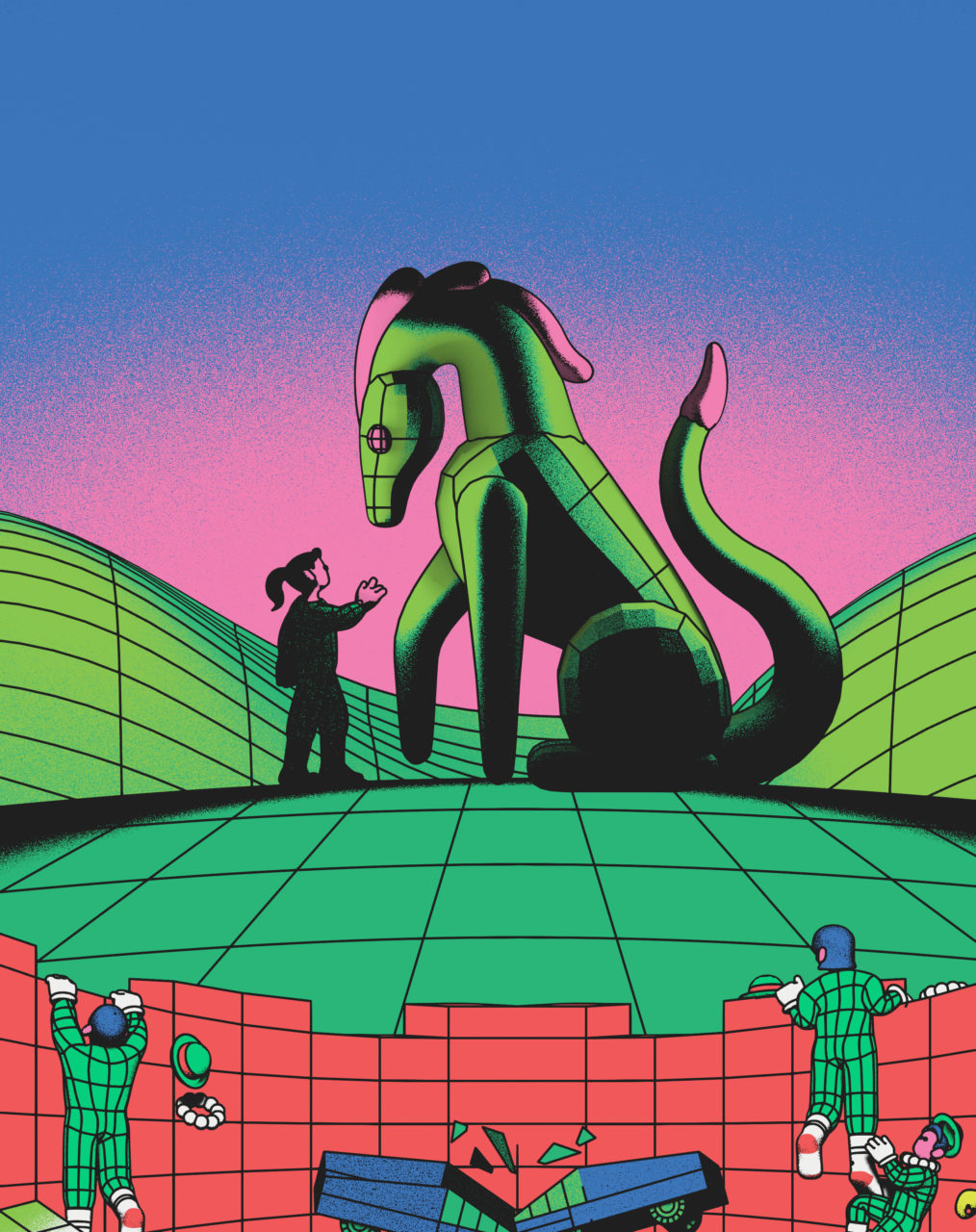 Illustration du dragon incarnant les alternatives aux Gafam, par Aaron Fernandez